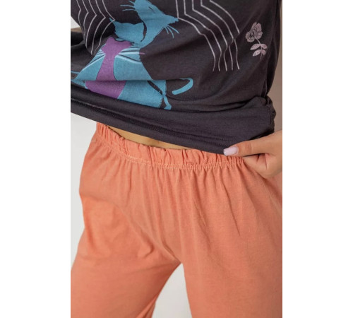 Піжама жіноча з принтом, колір грифельний, 243R20267