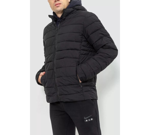 Куртка чоловіча демісезонна з капюшоном, колір чорний, 234R88984