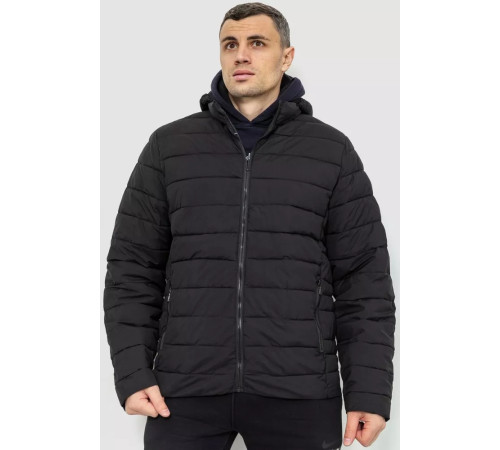 Куртка чоловіча демісезонна з капюшоном, колір чорний, 234R88984
