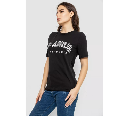 Футболка жіноча з принтом, колір чорний, 241R1832