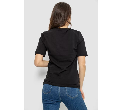 Футболка жіноча з принтом, колір чорний, 241R1832