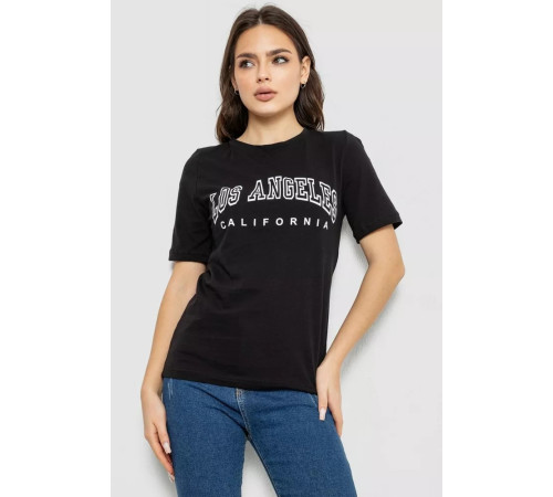 Футболка жіноча з принтом, колір чорний, 241R1832