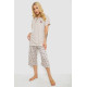 Женская пижама с принтом, цвет бежевый, 243R6967