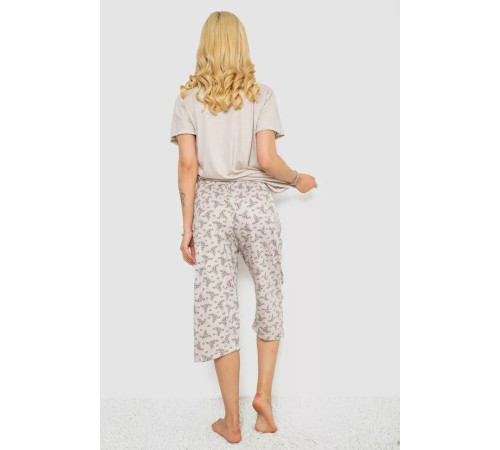 Женская пижама с принтом, цвет бежевый, 243R6967