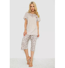 Женская пижама с принтом, цвет бежевый, 243R6967