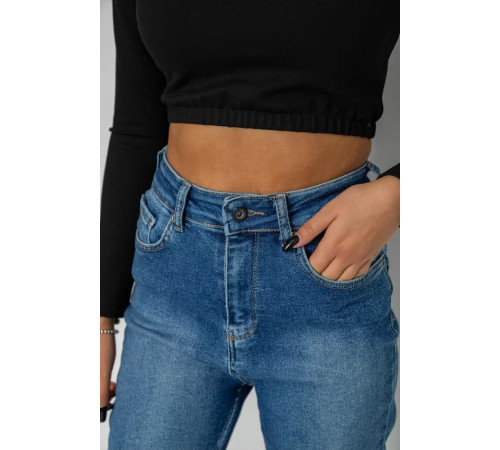 Джинсы женские Mom-fit стрейч, цвет синий, 244R1136