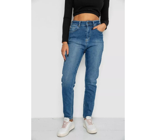 Джинсы женские Mom-fit стрейч, цвет синий, 244R1136