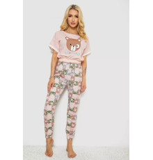 Піжама жіноча з принтом, колір рожевий, 243R15204