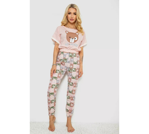 Пижама женская с принтом, цвет розовый, 243R15204.