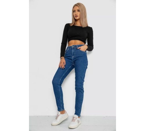 Джинси жіночі Mom-fit стрейч, колір синій, 244R1132