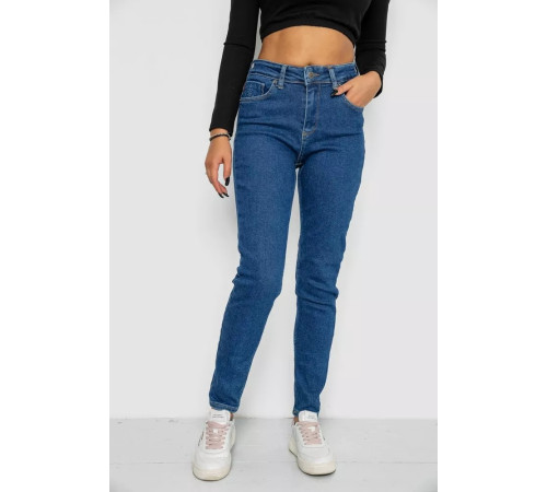 Джинси жіночі Mom-fit стрейч, колір синій, 244R1132