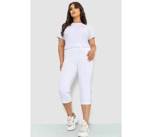 Капрі жіночі з лампасами, колір білий, 102R5174-1