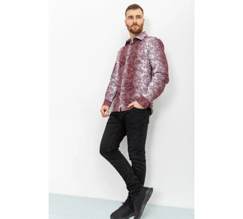 Сорочка чоловіча в смужку, колір біло-бордовий, 131R140125