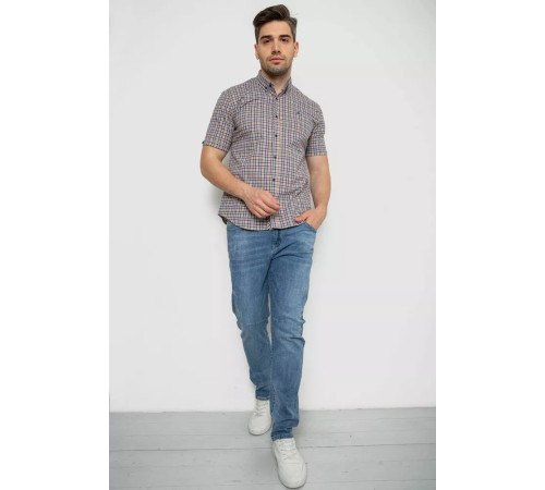 Сорочка чоловіча в клітку, колір бежевий, 214R2445-6