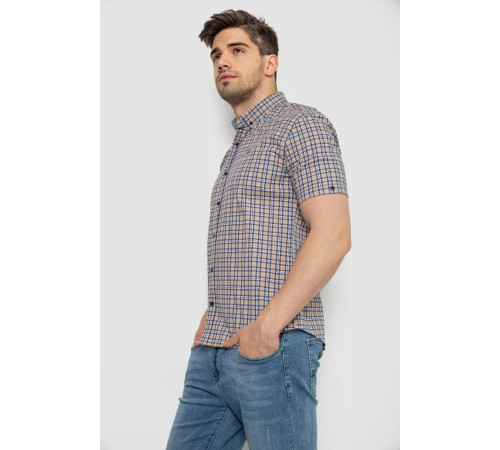 Сорочка чоловіча в клітку, колір бежевий, 214R2445-6