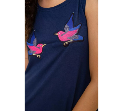 Літня сукня без рукавів, синього кольору з принтом, 167R051