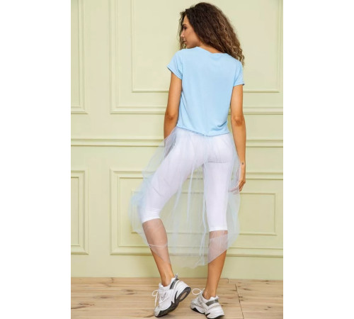 Нарядная туника с сетчатым низом, голубого цвета, 167R108-1.
