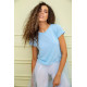 Нарядная туника с сетчатым низом, голубого цвета, 167R108-1.
