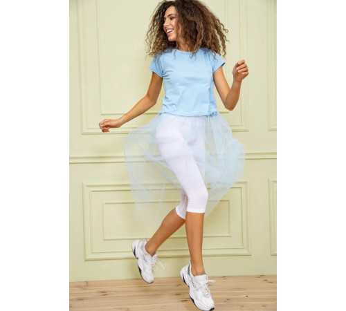 Нарядная туника с сетчатым низом, голубого цвета, 167R108-1.