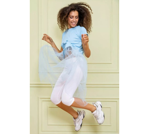 Нарядная туника с сетчатым низом, голубого цвета, 167R108-1.