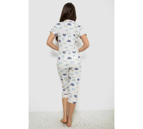 Жіноча піжама з принтом, колір молочний, 243R19010