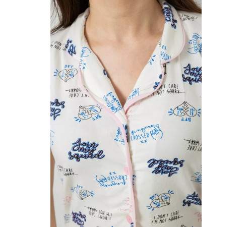Жіноча піжама з принтом, колір молочний, 243R19010