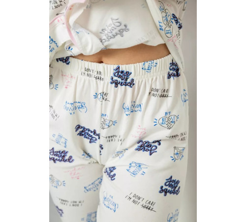Жіноча піжама з принтом, колір молочний, 243R19010