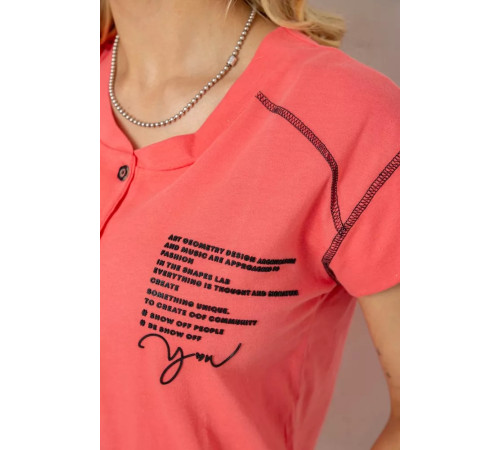 Пижама женская с принтом, цвет коралловый, 243R0004-P3