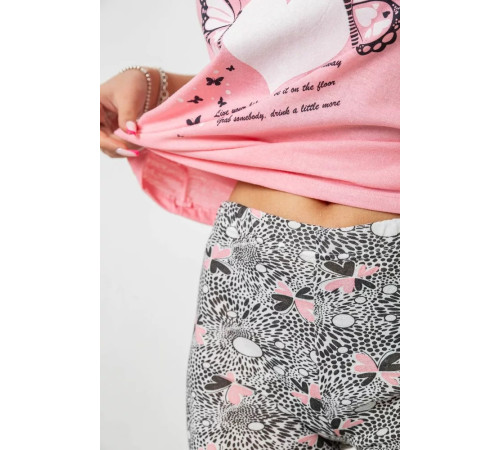 Жіноча піжама з принтом, колір рожевий, 238R3141