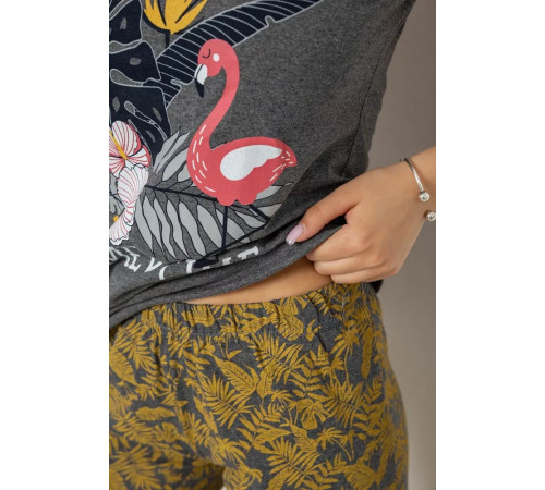 Піжама жіноча з принтом, колір сірий, 243R9639