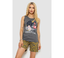 Піжама жіноча з принтом, колір сірий, 243R9639