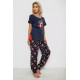Піжама жіноча з принтом, колір синій, 243R1600-012-1