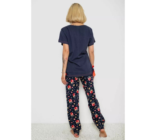 Піжама жіноча з принтом, колір синій, 243R1600-012-1