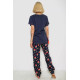 Піжама жіноча з принтом, колір синій, 243R1600-012-1