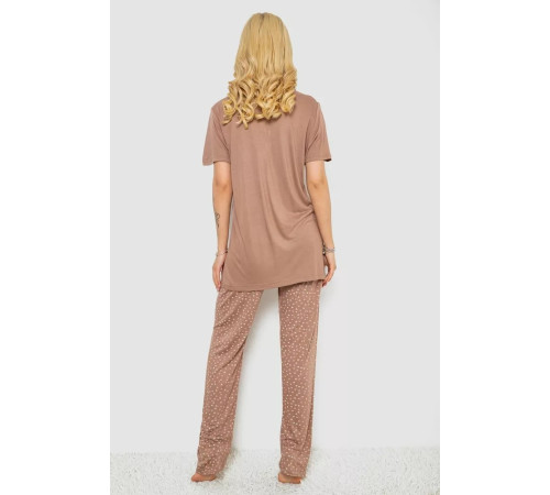 Женская пижама с принтом, цвет мокко, 243R7030