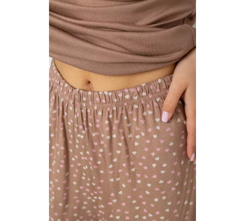 Женская пижама с принтом, цвет мокко, 243R7030
