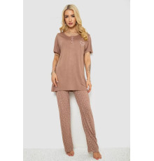 Женская пижама с принтом, цвет мокко, 243R7030