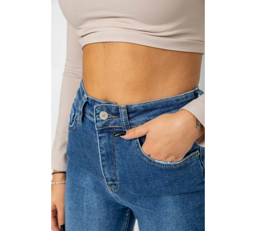 Джинсы женские Mom-fit стрейч, цвет синий, 244R1162