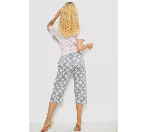 Піжама жіноча з принтом, колір пудровий, 243R3633