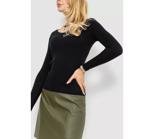 Женская кофта в рубчик, цвет черный, 204R037