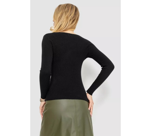 Женская кофта в рубчик, цвет черный, 204R037
