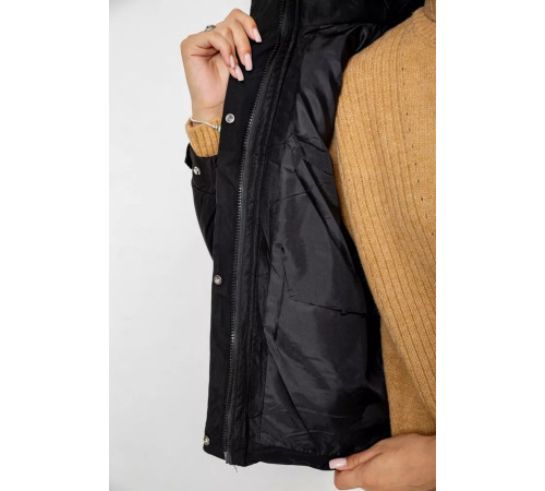 Куртка жіноча демісезонна з рукавом реглан, колір чорний, 244RE115
