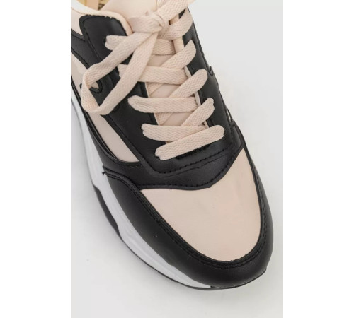 Кросівки жіночі екошкіра, колір бежево-чорний, 243R186-145