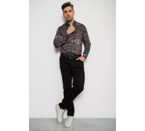 Рубашка мужская с принтом, цвет коричневый, 214R2684