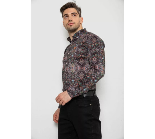 Рубашка мужская с принтом, цвет коричневый, 214R2684