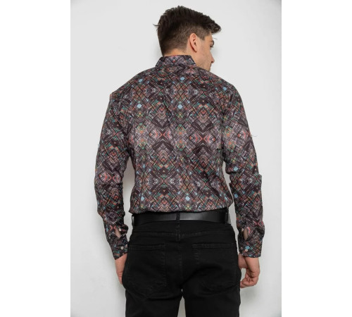 Рубашка мужская с принтом, цвет коричневый, 214R2684