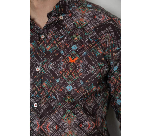 Рубашка мужская с принтом, цвет коричневый, 214R2684