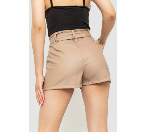 Шорти жіночі класичні екошкіра, колір бежевий, 190R003-5