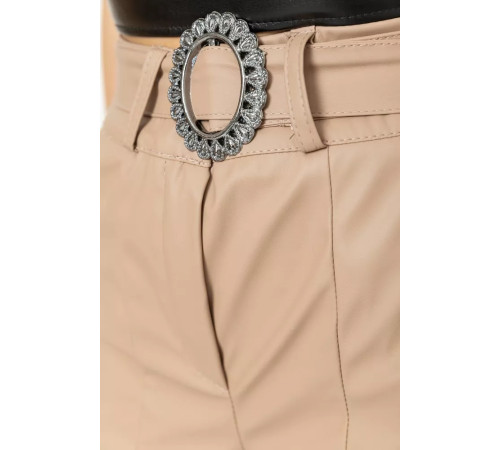 Шорти жіночі класичні екошкіра, колір бежевий, 190R003-5