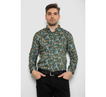 Рубашка мужская с принтом, цвет зеленый, 214R1036